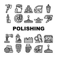 Car Polishing Tool Collection Icons Set Vector