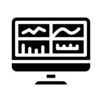 testing graphs on computer screen glyph icon vector illustration