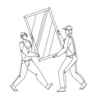 Pvc Window Carrying Men For Installing Vector