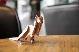 brown kangaroo paper folding origami, decorates in restaurant, coffee shop photo