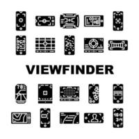 Viewfinder Smartphone Function Icons Set Vector