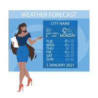 News Weather Reporter Work On Television Vector