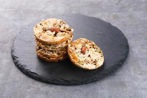 Florentine Cookies with mixed nut and dried fruits and seeds. Gluten free. photo