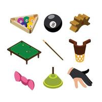 Snooker Game Pay Equipment Collection Set Vector