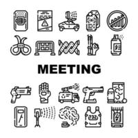 Protests Meeting Event Collection Icons Set Vector