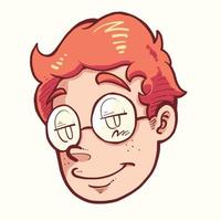 Geek boy head illustration vector