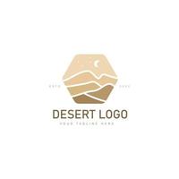 Desert with mountain night logo design icon illustration vector