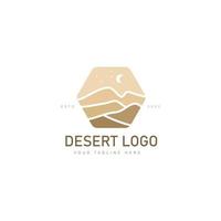 desierto con ilustración de icono de diseño de logotipo de noche de montaña vector