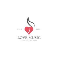 ilustración de icono de diseño de logotipo de música de amor vector