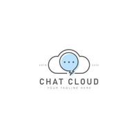 Chat with cloud line logo design icon illustration vector