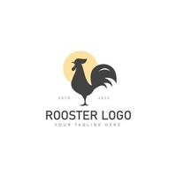 Rooster silhouette with sunset logo design icon illustration vector