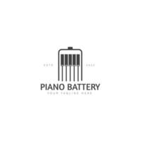 piano con ilustración de icono de diseño de logotipo de batería vector