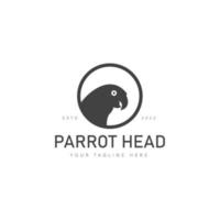 Silhouette parrot with circle logo design icon illustration vector