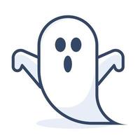 fantasma gratis en lindo estilo de dibujos animados kawaii ilustración de diseño plano vectorial forma moderna simple para activo de halloween o elemento de icono editable vector