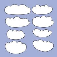 1970 trippy set cloud. Groovy hand drawn and trend vector illustration. 70s, 80s, 90s vibes background