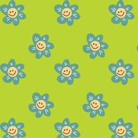 Colorful pattern with ditsy flowers. 70s, 80s, 90s vibes floral background. Retro psychedelic background with daisy flowers vector