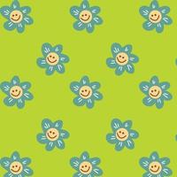 Colorful pattern with ditsy flowers. 70s, 80s, 90s vibes floral background. Retro psychedelic background with daisy flowers vector