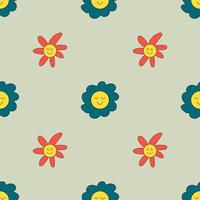 Pattern groovy trippy daisy. 70s, 80s 90s vibes vector