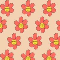 Groovy retro daisies pattern . 70s, 80s 90s vibes vector