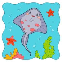 Cute Cramp-fish underwater cartoon. Cramp-fish clipart vector