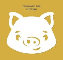 Pig silhouettes for cutting. Zodiac sign silhouette stencil vector