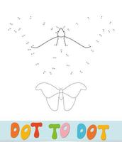 Butterfly Dot to dot puzzle for children. Connect dots game vector