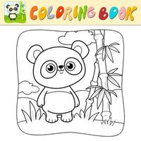 Coloring book or Coloring page for kids. Panda black and white vector. Nature background vector