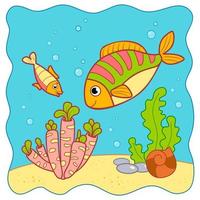 dibujos animados lindo pez bajo el agua. Imágenes Prediseñadas de pescado vector