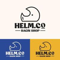 minimalist simple helmet retro logo concept vector