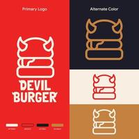 concepto de logotipo de hamburguesa de diablo simple minimalista vector