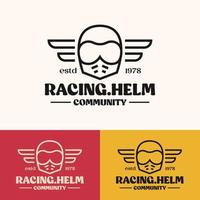 minimalist simple helmet retro logo concept vector