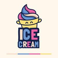 minimalist cute ice cream logo mascot vector