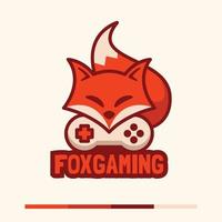 minimalist cute fox gaming mascot logo vector