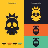 simple minimalist king skull bone logo design vector