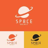 simple minimalist galaxy space planet logo design vector