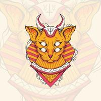 diseño de ilustración de personaje de gato sphynx diablo vector