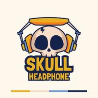 minimalist skull wearing headphone logo mascot design vector