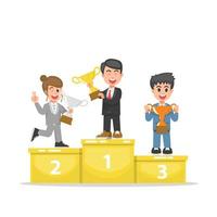 The business people who are on the winning podium vector