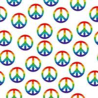 Peace symbol in rainbow stripes seamless pattern on white background vector