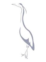 heron silhouette, slender water bird for design vector