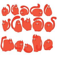 Funny cats set, cute stylized cats of various sizes in different poses vector