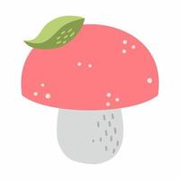 Cute mushroom on white background. Vector doodle illustration.