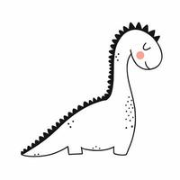 Cute dinosaur in doodle style. Vector doodle illustration. Coloring book for boy. Dino.