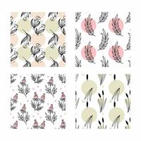 Set of floral patterns for sewing clothes and printing on fabric. Vector doodle illustration.