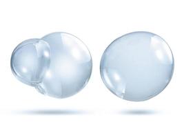 Transparent soap or water bubbles on a white background photo