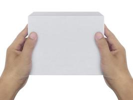 Box in hand on white background isolation photo