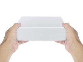 Box in hand on white background isolation photo