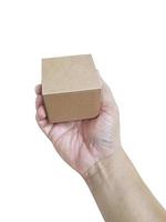 Box in hand on white background isolation photo