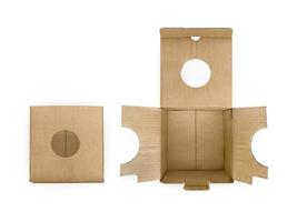 Open Empty Cardboard Box Isolated on White Background photo