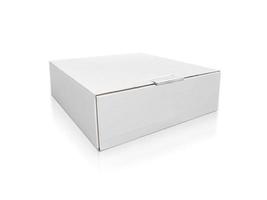 blank packaging white cardboard box isolated on white background ready for packaging design photo